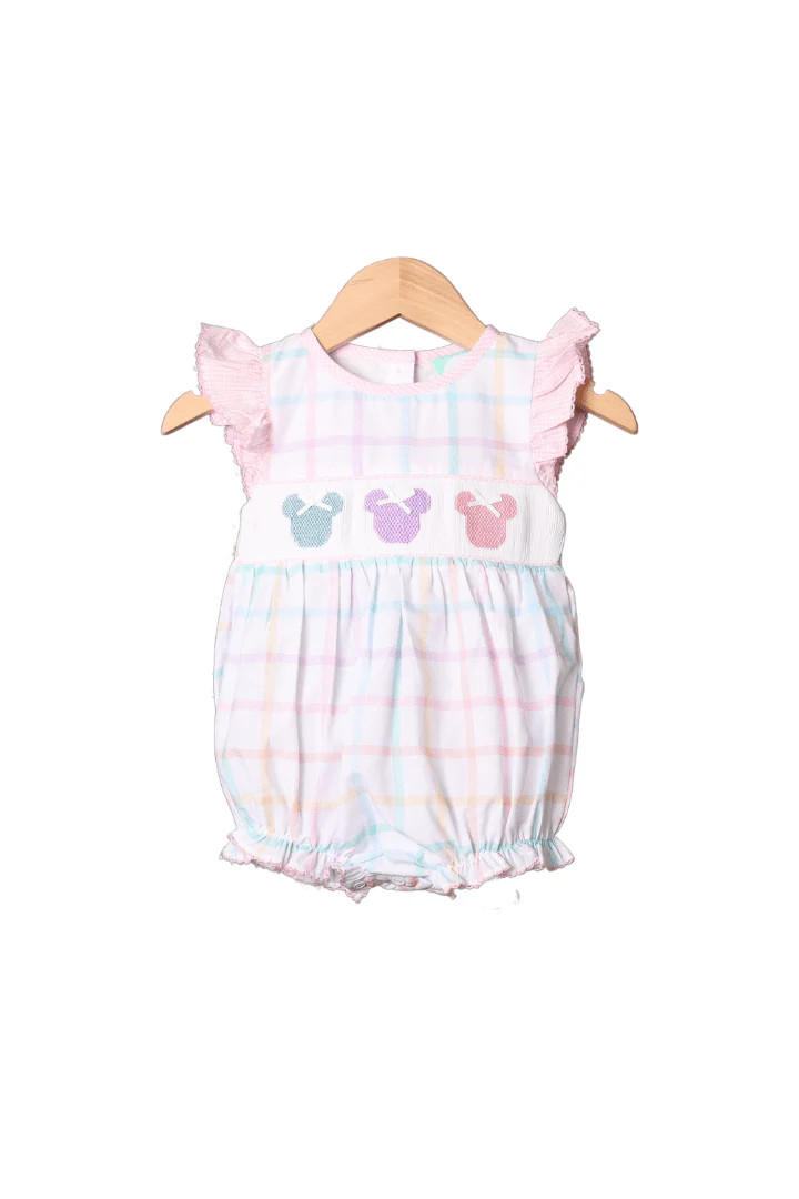 Smocked Mouse Pastel Plaid Bubble | The Smocked Flamingo