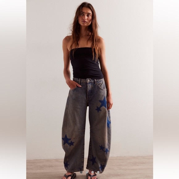 We the free good luck shadow patch barrel jeans stargazing 26 ⭐️ 🍀 🌟 | Poshmark