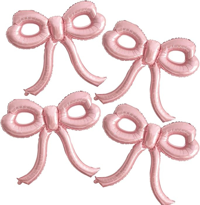4 Pcs Pink Bow Balloons Bow Party Decorations for Girl Women Pink Bow Birthday Decorations Giant ... | Amazon (US)
