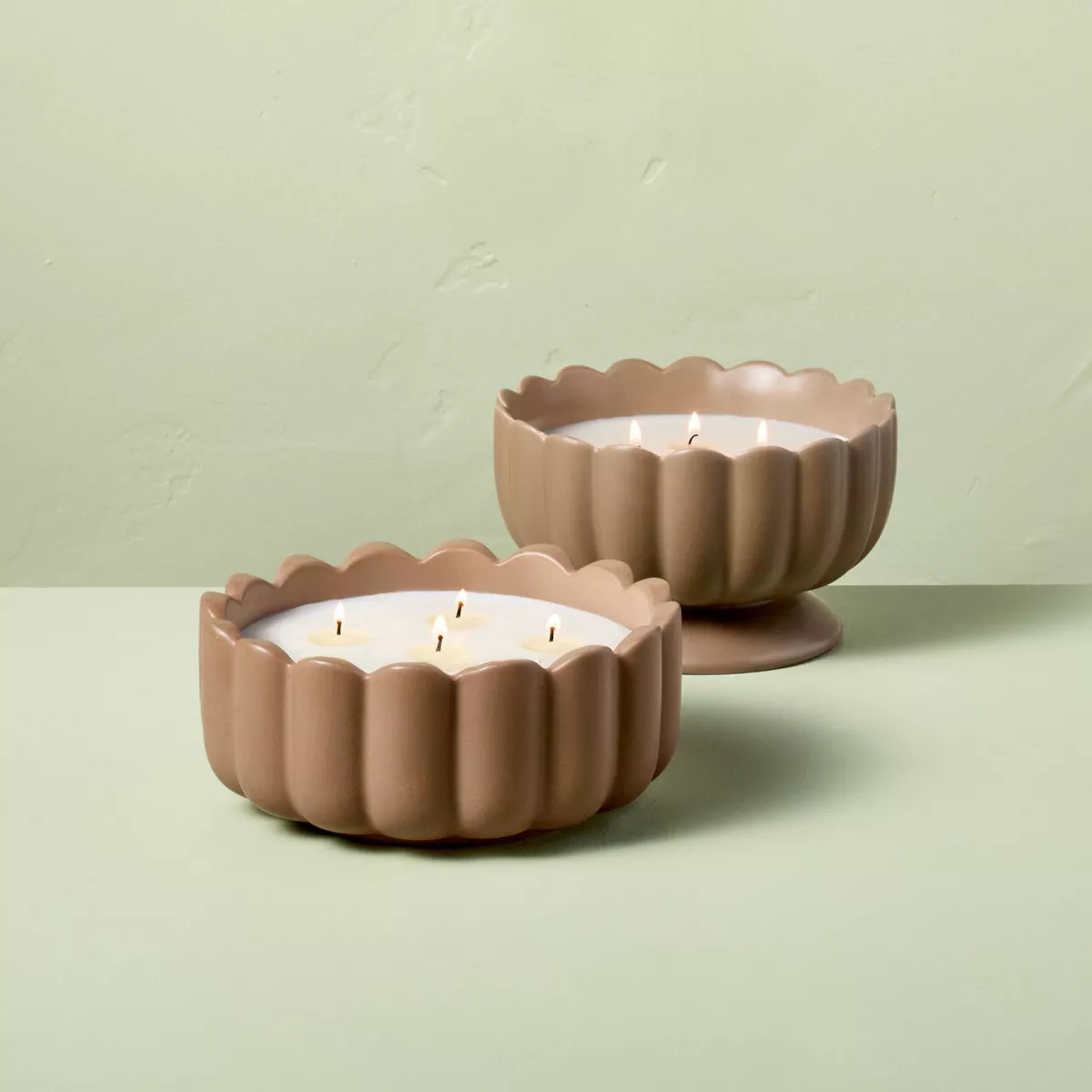 5 Wick Footed Ceramic Scalloped Rim Jar Candle 34oz - Hearth & Hand™ with Magnolia | Target