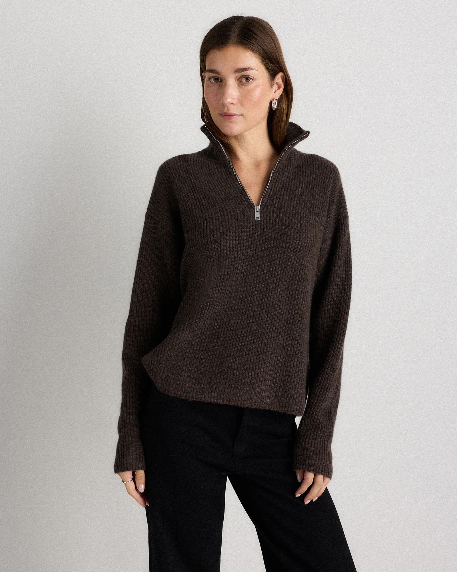 Mongolian Cashmere Fisherman Quarter Zip Sweater | Quince