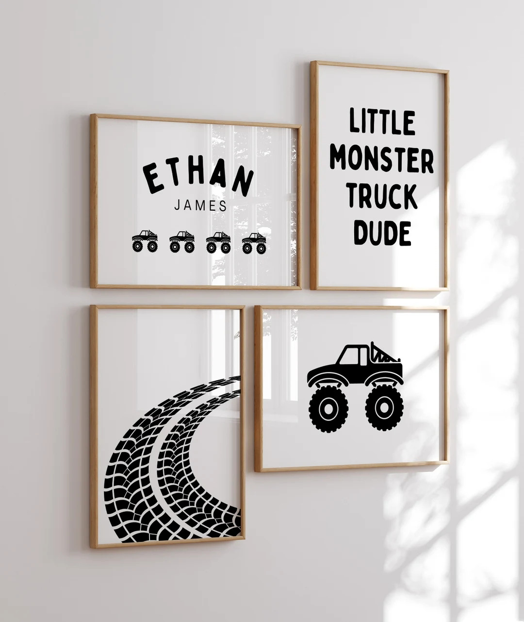 Monster Truck Custom Name Print Set: Boys Room Transportation Art (Digital Download) | Etsy (US)