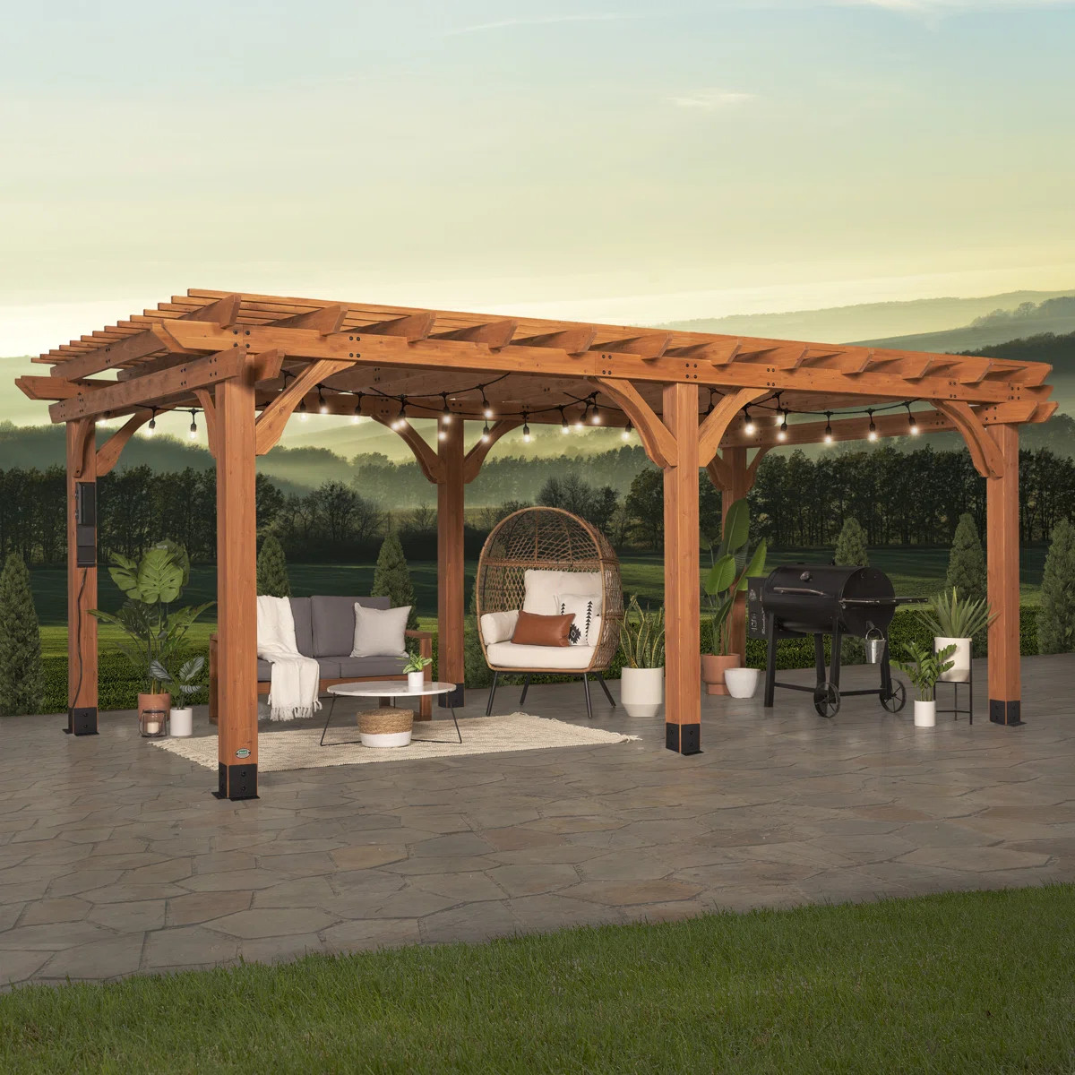 Backyard Discovery Beaumont 20' x 12' Cedar Wood Outdoor Patio Pergola Kit | Wayfair North America