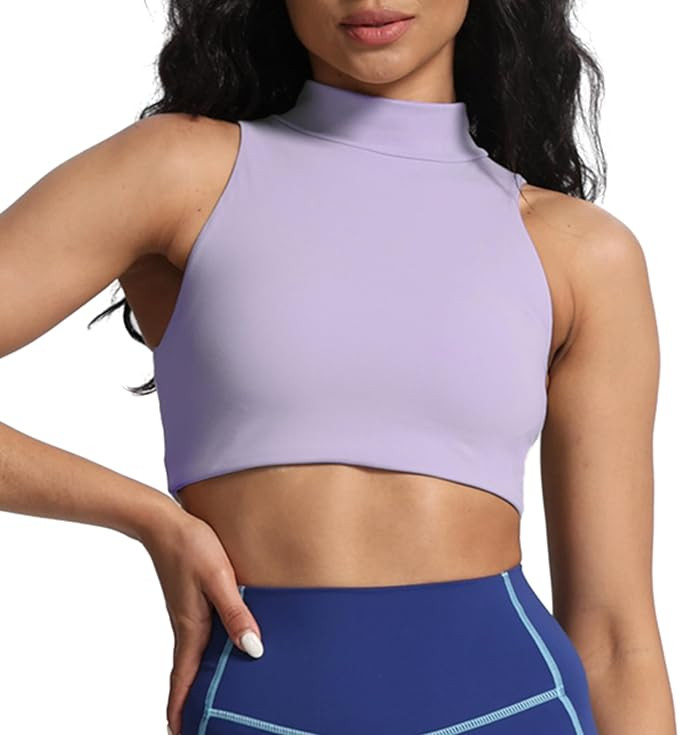 Aoxjox Women's Kim Cutout High Neck Tank Top Workout Sports Bras Fitness Padded Training Gym Bra ... | Amazon (US)