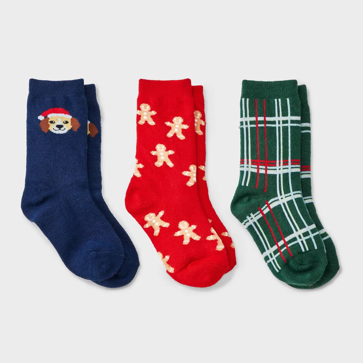 Toddler 3pk Puppy Gingerbread Man Crew Socks - Cat & Jack™ | Target