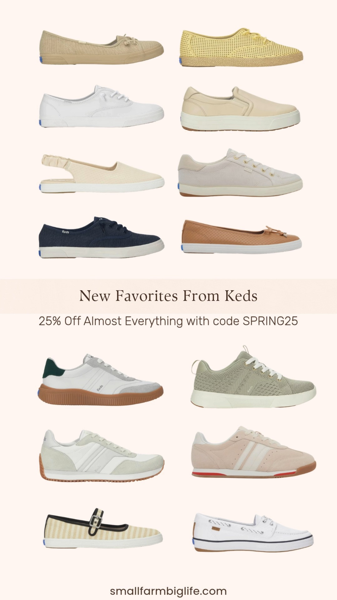 New Keds favorites and this round up is everything for spring and summer 👟🤍 White Keds Center III boat twill slip-on, tan Keds Maisie Mary Jane printed stripe twill, light pink Keds Revival suede and leather lace-up, beige Keds BlissMove marled knit slip-on, white Keds Rena nylon and suede lace-up, sage Keds BlissWalk textured knit lace-up, beige Keds Park leather slip-on, white Keds Contest leather and suede lace-up, beige Keds Center III two tone textile lace-up, cognac Keds Maisie ballet basketweave emboss leather, yellow Keds Champion Point low wave perf leather lace-up, dark blue Keds Rillax Champ chalky canvas slip-on, beige Keds Point slingback basketweave emboss leather, white Keds Rillax Champ soft leather slip-on, and flax Keds Rillax Champ mini chalky canvas slip-on. Keds has been one of my favorite shoe brands forever and the spring and summer styles this season are so good. Whether you love a classic slip-on, a Mary Jane, a lace-up, or a slingback there is a perfect pair in this round up for every outfit and every occasion. So comfortable, so cute, and so easy to wear every single day. Everything is linked! 🛒 

 #LTKgrwm #LTKootd #LTKOver40