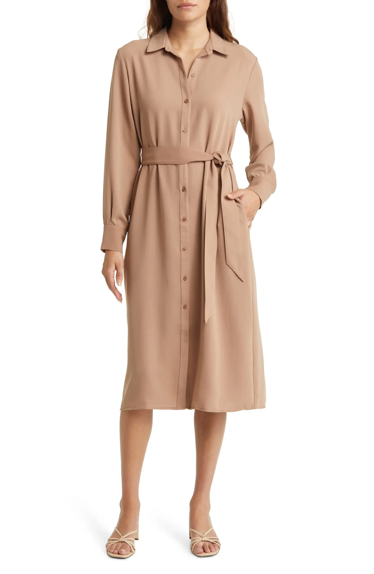 Long Sleeve Belted Shirtdress | Nordstrom