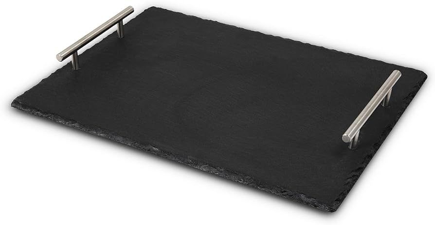 Wolfgang Puck Slate Tray with Stainless Steel Handles, Slate Serving Board, Cheese and Charcuteri... | Amazon (US)