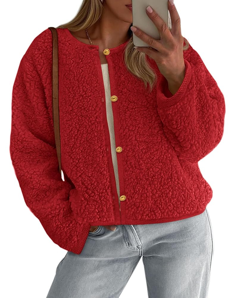 PRETTYGARDEN Women's 2025 Winter Faux Fur Coats Fuzzy Fleece Cropped Jackets Buttons Warm Casual ... | Amazon (US)