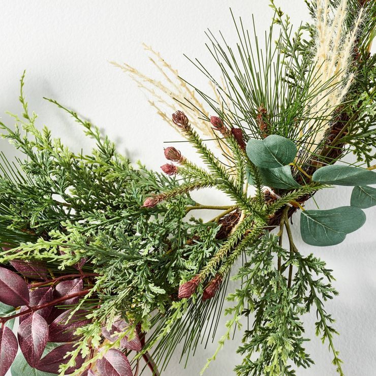 Asymmetrical Mixed Greenery Wreath - Threshold&#8482; designed with Studio McGee | Target