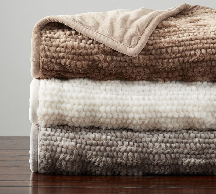 Faux Fur Honeycomb Throws | Pottery Barn (US)