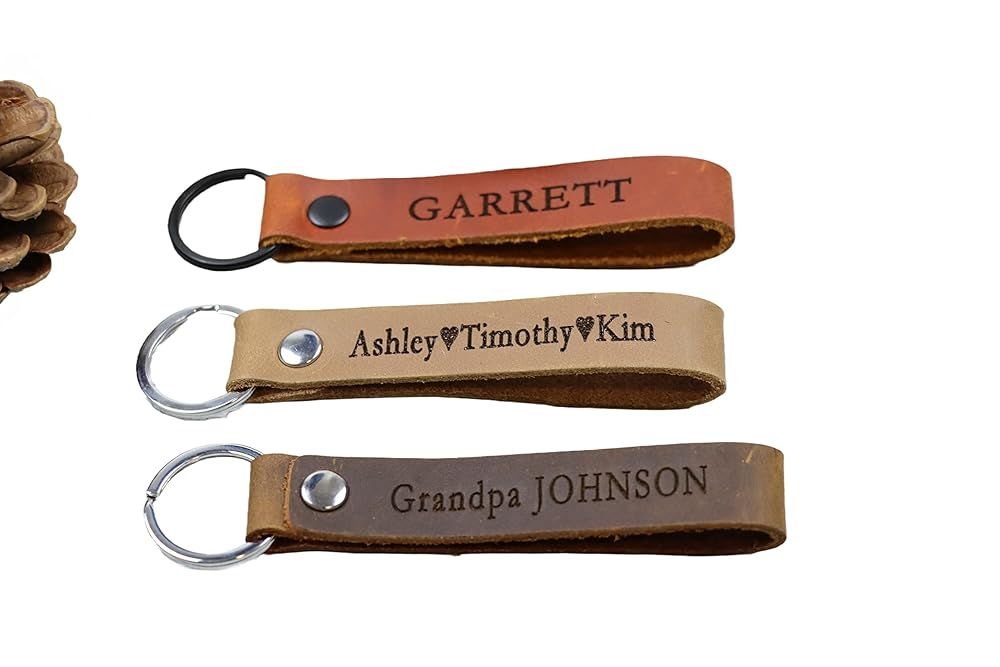 SLIM Fathers Day Gift for Dad,Graduation Gift,Personalized Keychain,Engraved Keychain,Leather Key... | Amazon (US)