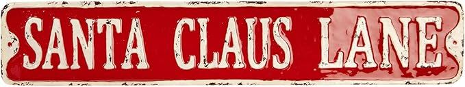 RAZ Imports Raz 26" Santa Claus Lane Red Metal Christmas Sign 3836332 | Amazon (US)