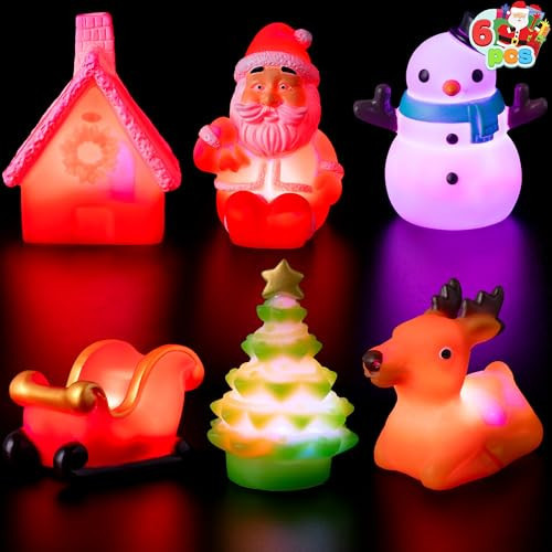 JOYIN 6 PCS Christmas Light Up Bath Toys, LED Baby Bathtub Toys Glow in The Dark Pool Toys, Christmas Toys for Kids Toddlers Boys Girls Christmas Stocking Stuffers Party Favor Gifts | Amazon (US)