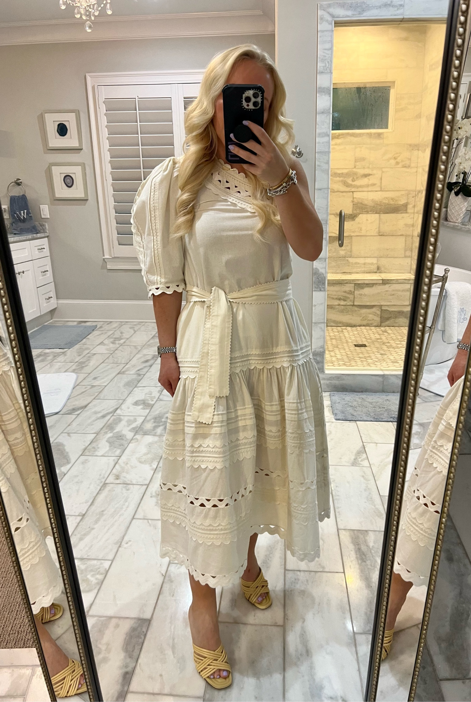 White one shoulder embroidered dress. Woven sandals. Family photo dress. Spring photos. Spring dresses. Spring heels. Sea New York dress size XS

#LTKSeasonal #LTKshoecrush #LTKstyletip