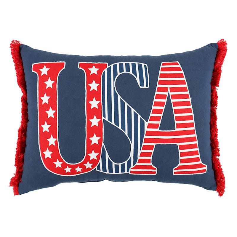 USA Flag Print Throw Pillow, 14x20 | At Home