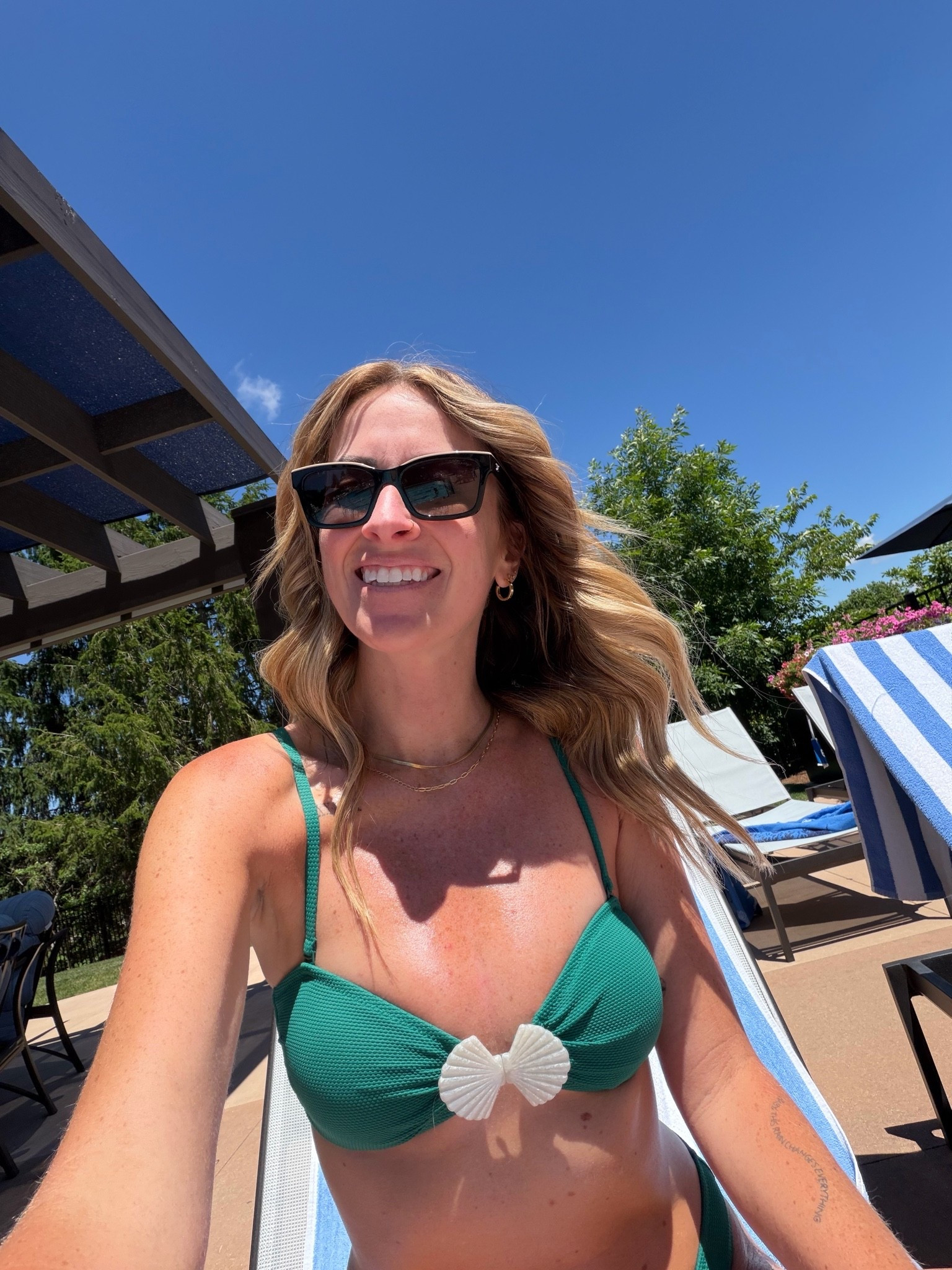 New aerie green bikini 
Cute swimsuits for summer pool days
Seashell vibes