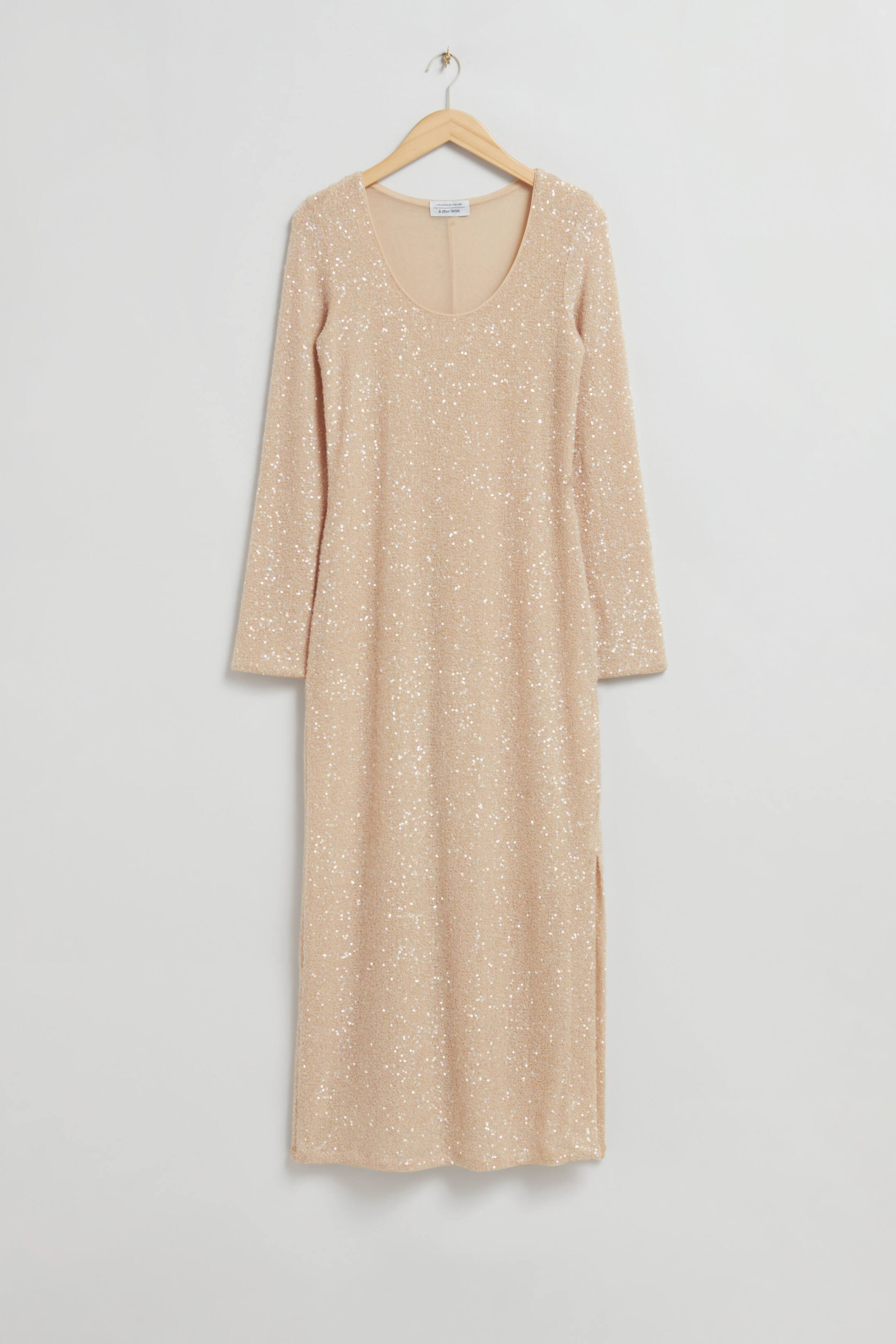 Maxikleid mit Pailletten - Beige - Ladies | H&M DE | H&M (DE, AT, CH, NL, FI)