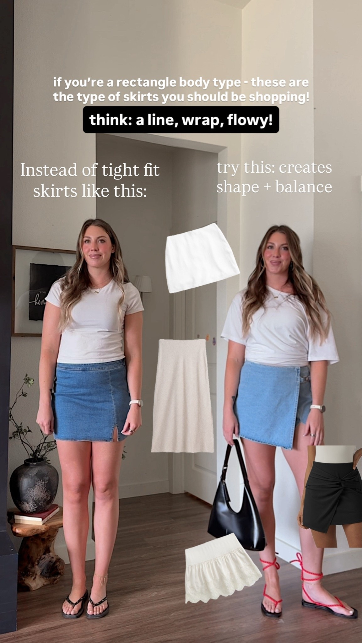 Skirts that flatter rectangle bodies are linked below!