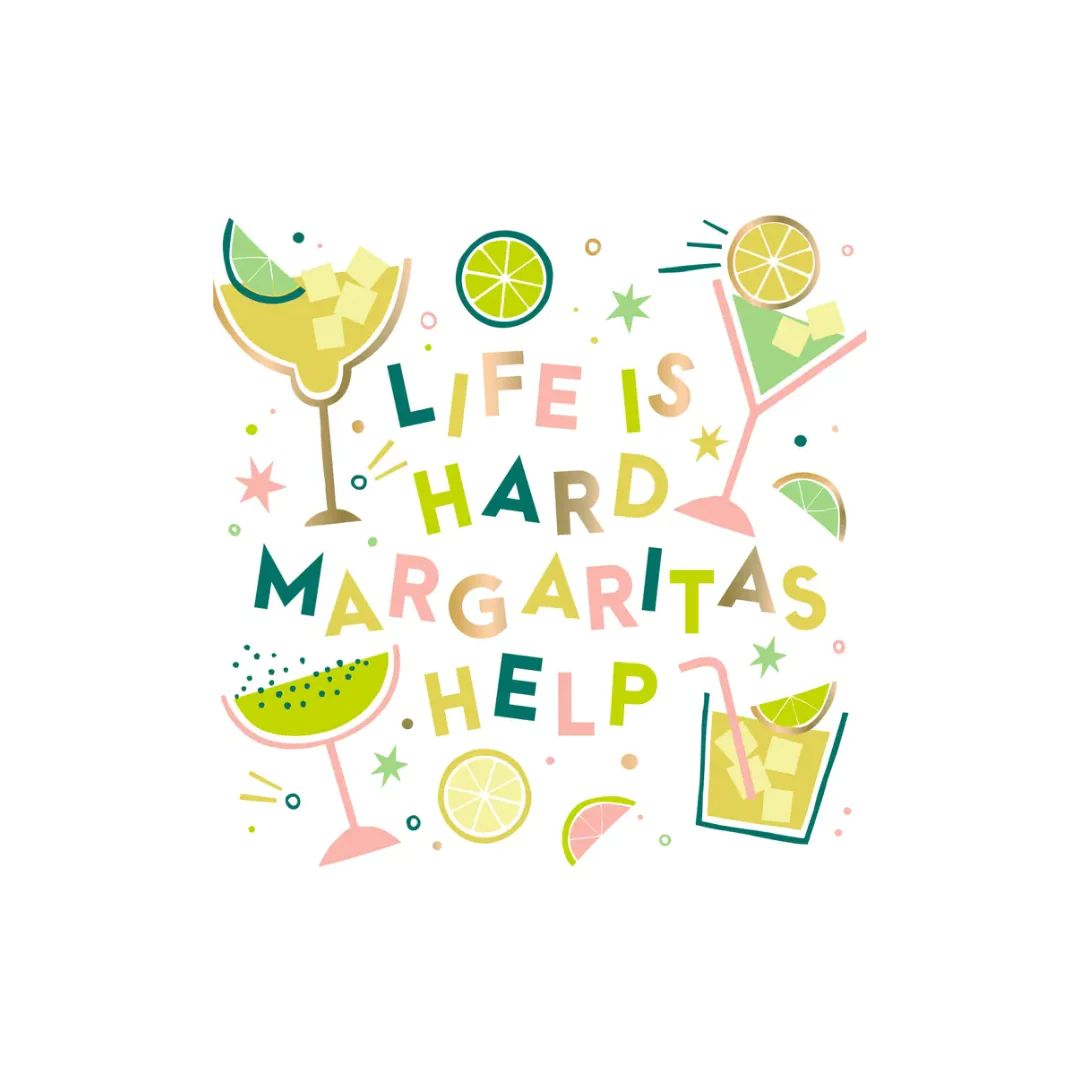 Life Is Hard, Margaritas Help Cocktail Napkins | Ellie and Piper