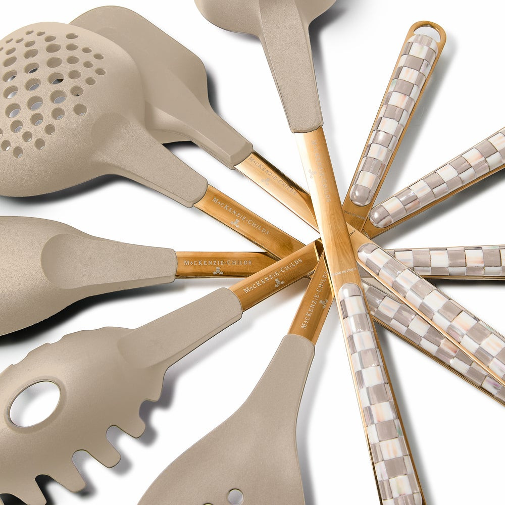 Mocha Check Kitchen Utensils | MacKenzie-Childs