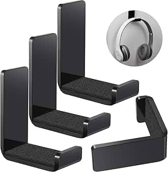 4 Pieces Headphone Hanger Headphone Hook Headset Holders Headphone Wall Mount with Adhesive Glues... | Amazon (US)