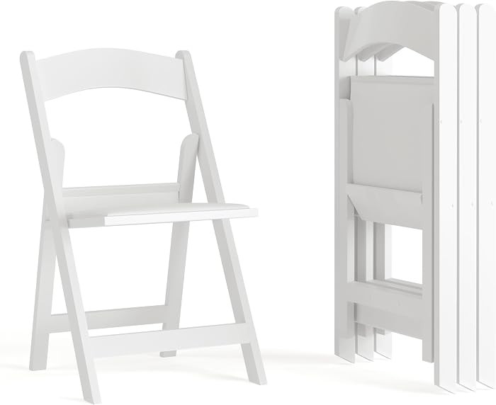 Flash Furniture Hercules Series Folding Chair - White Resin - Set of 4 800LB Weight Capacity Comf... | Amazon (US)
