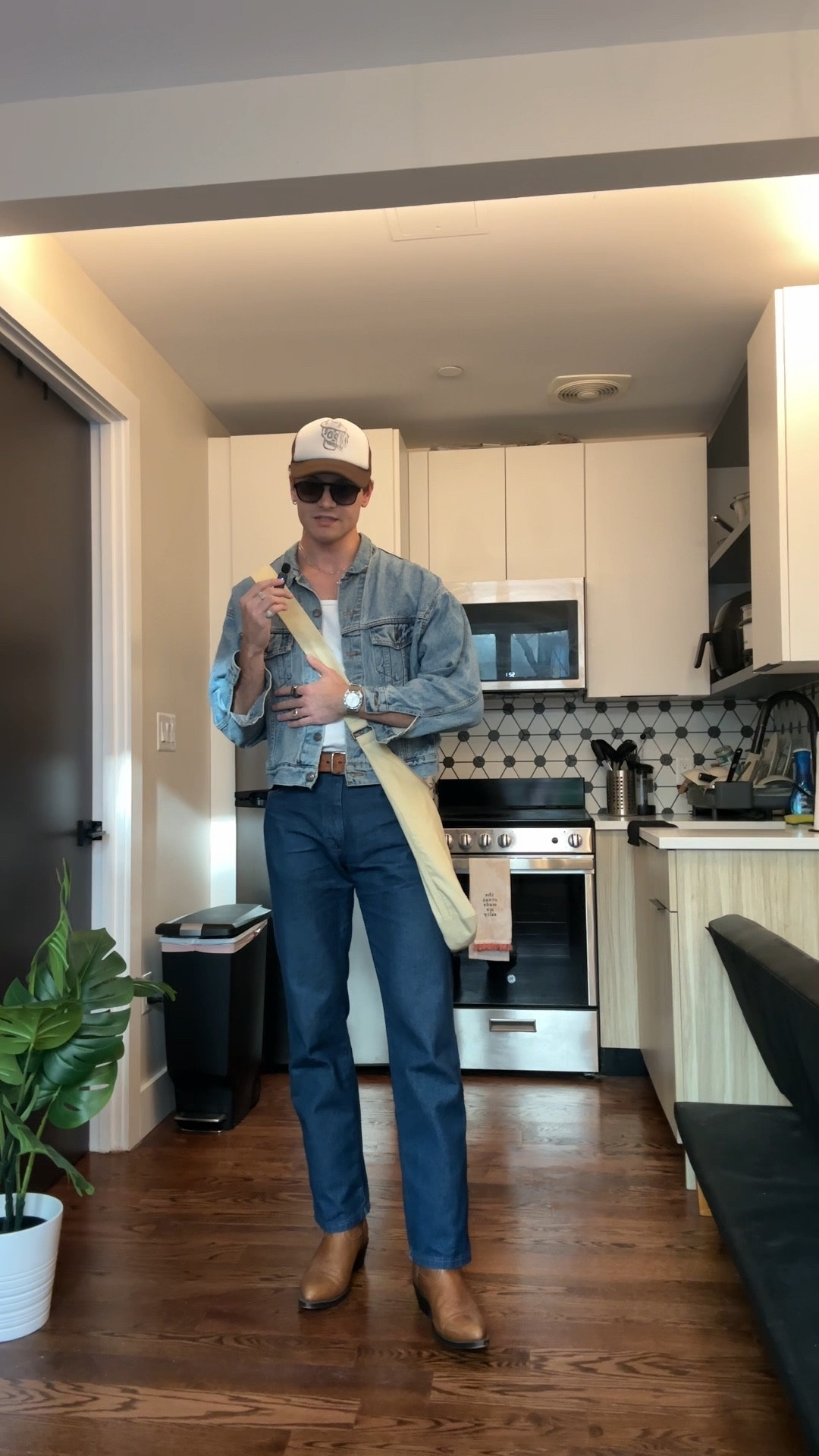 The two-tone double denim is such a move.

#LTKSeasonal #LTKmens #LTKVideo