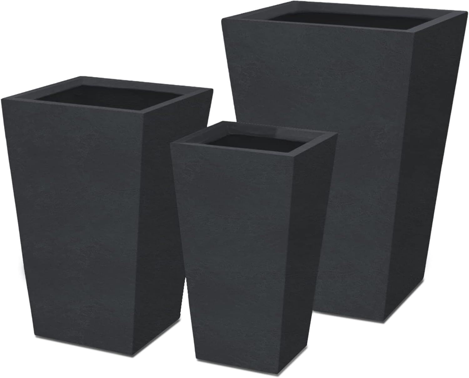 Kante 24.4",18.5",15.7" H Tall Tapered Concrete Planters (Set of 3), Large Outdoor Indoor Garden ... | Amazon (US)