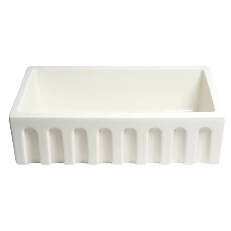 Reversible Fluted Smooth Fireclay 33" L x 18" W Farmhouse Kitchen Sink | Wayfair North America