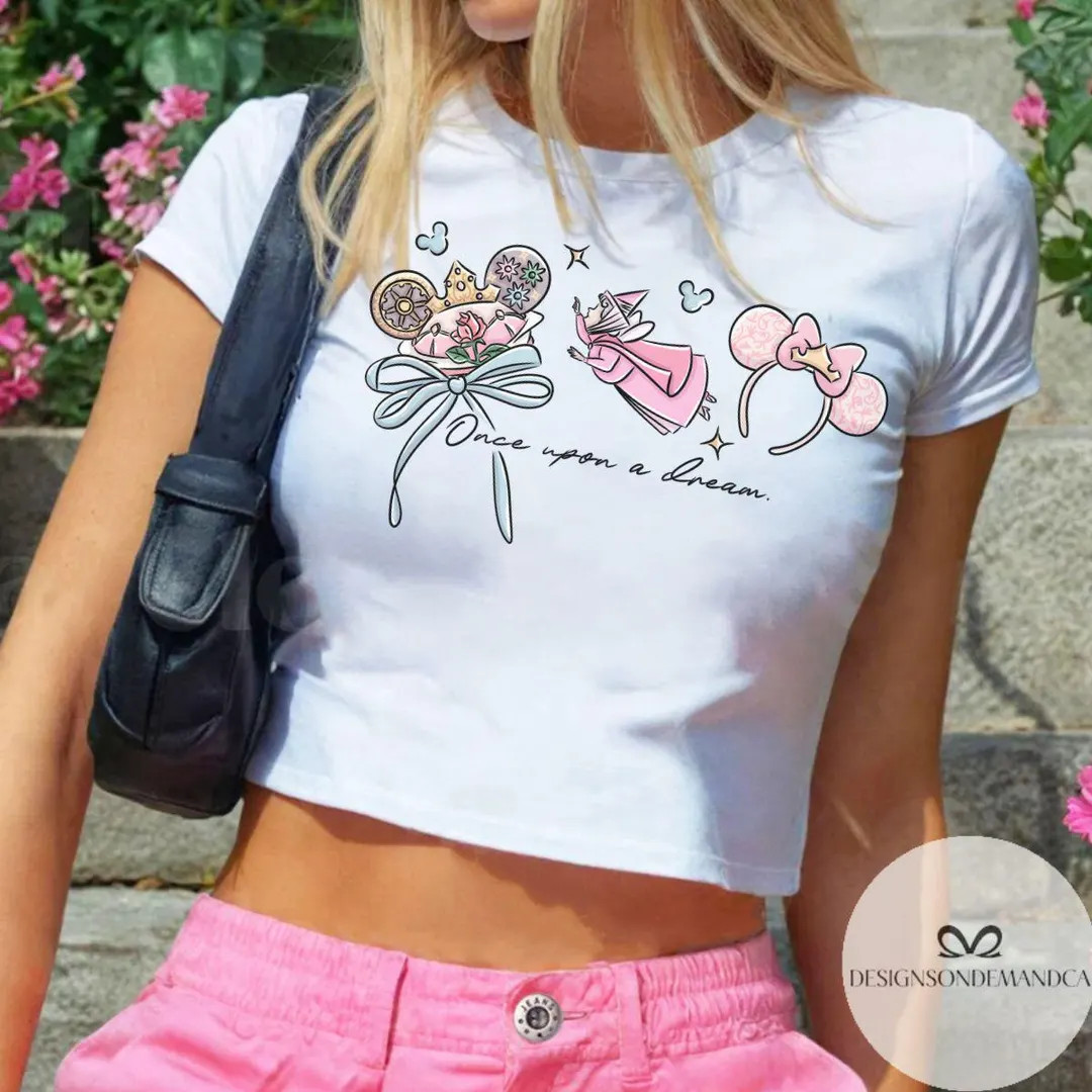 Aurora Princess Sleeping Beauty Baby Tee Croptop Tank T-shirt, Once Upon a Dream Magic Kingdom Di... | Etsy (US)