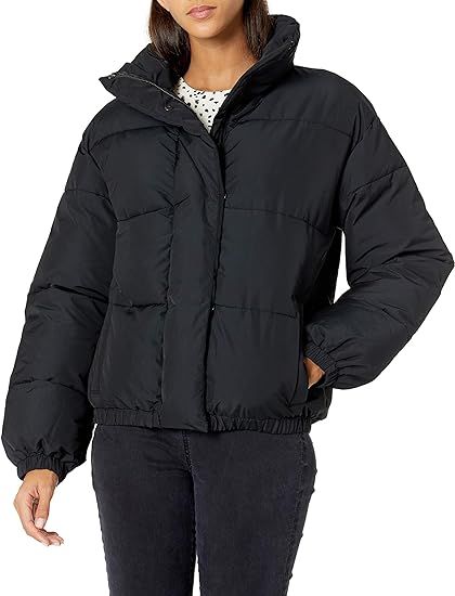 Daily Ritual Women's Relaxed-Fit Mock-Neck Short Puffer Jacket (Available in Plus Size) | Amazon (US)