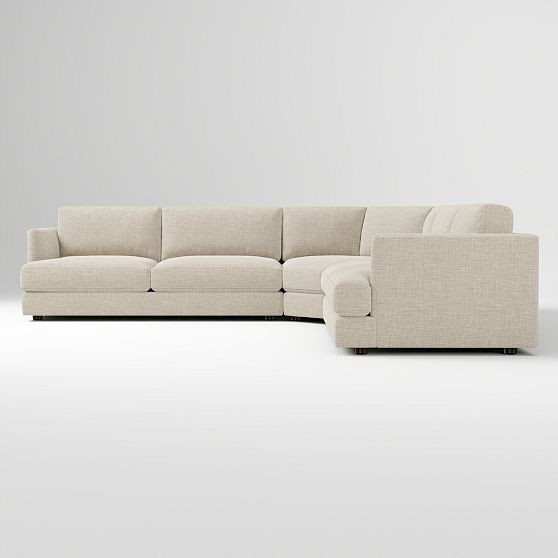 Haven 2-Seat 3-Piece Wedge Sectional, Performance Yarn Dyed Linen Weave Oatmeal | West Elm (US)