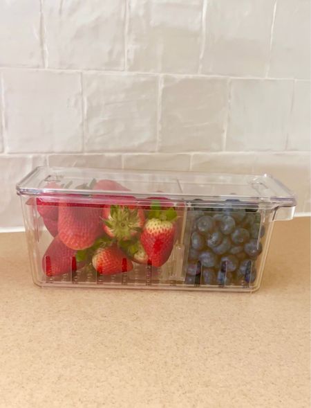 The best berry bin! Drainage holes so the fruit doesn’t sit in water, moveable divider, easy lid for snacking! 

#LTKfamily #LTKhome