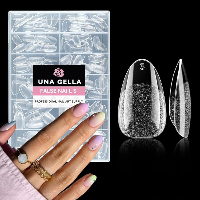 UNA GELLA Short Almond Round Fake Nails 216pcs Almond Press on Nails Pre-shape Oval Gel Nail Tips... | Amazon (US)