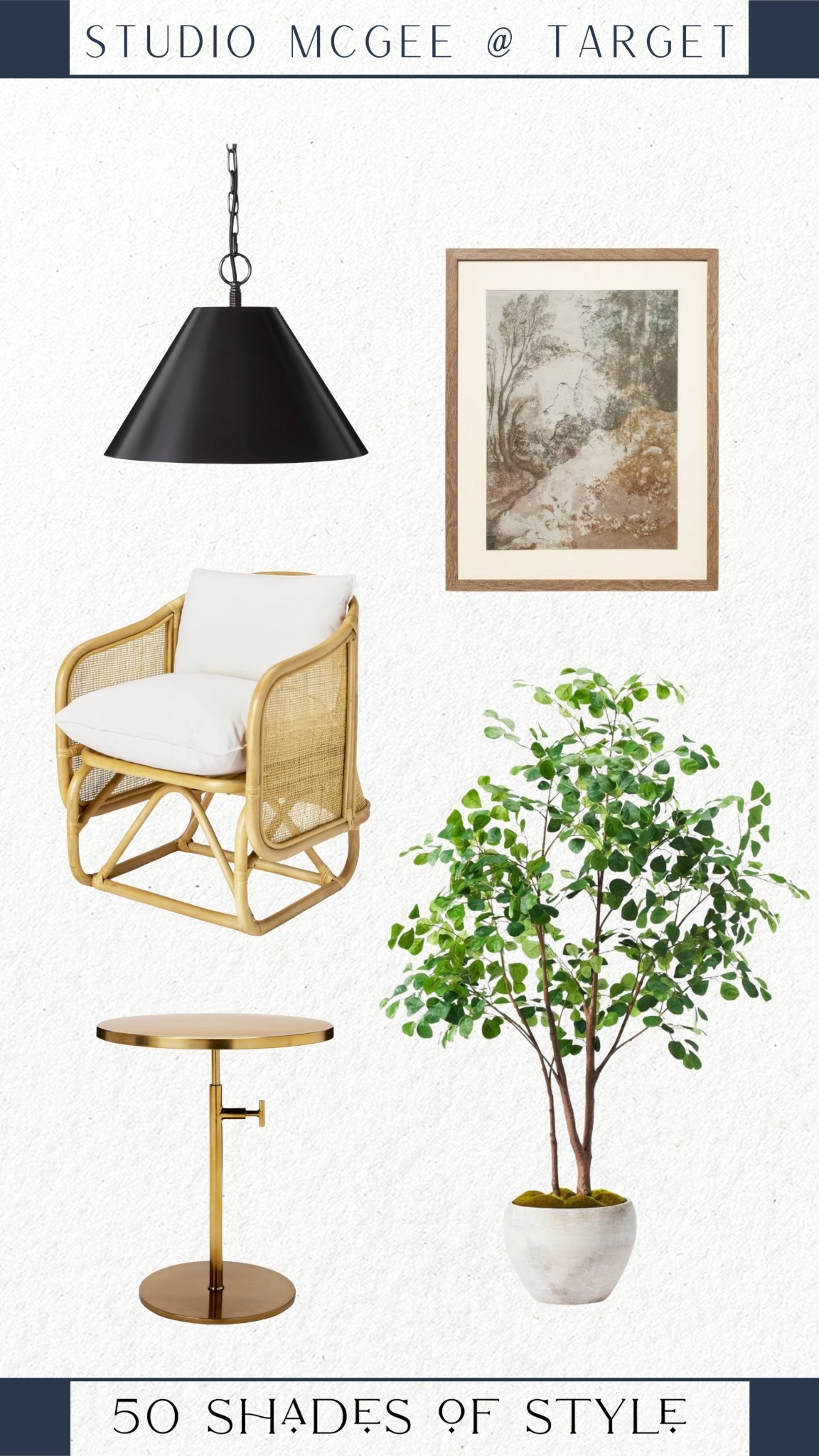 faux tree, wall art, black pendant light, gold end table, home decor, studio mcgee 

#LTKHome #LTKSeasonal