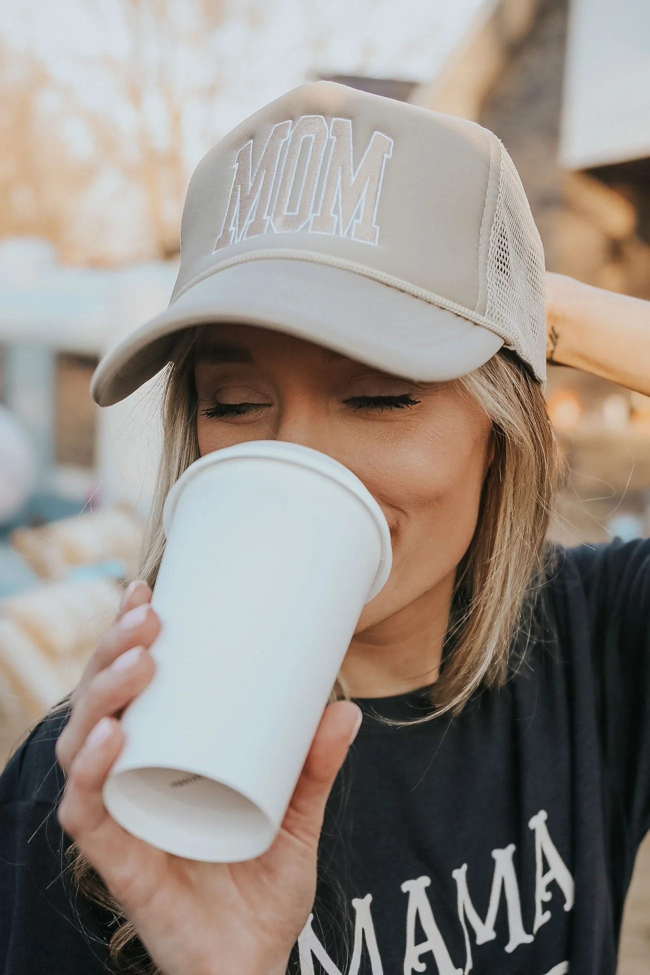 charlie southern: mom block tan trucker hat | RIFFRAFF