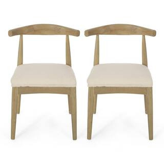 Cotterell Light Ash and Ivory Boucle Fabric Dining Chair (Set of 2) | The Home Depot