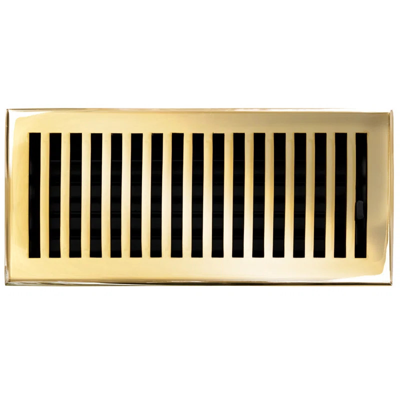 4" x 10" Solid Cast Brass Floor Register Trim in Polished Brass | Wayfair North America
