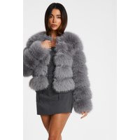 Womens Grey Faux Fur Jacket - 12 | NastyGal UK