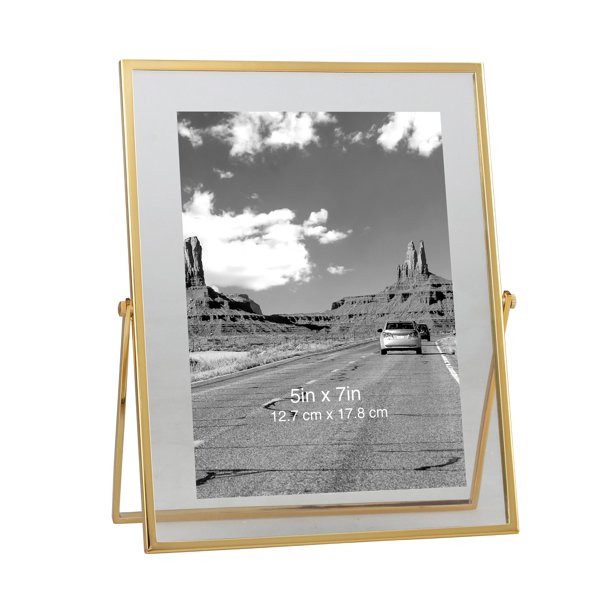 Better Homes & Gardens 5" x 7" Rectangle Metal Tabletop Floating Picture Frame, Gold | Walmart (US)