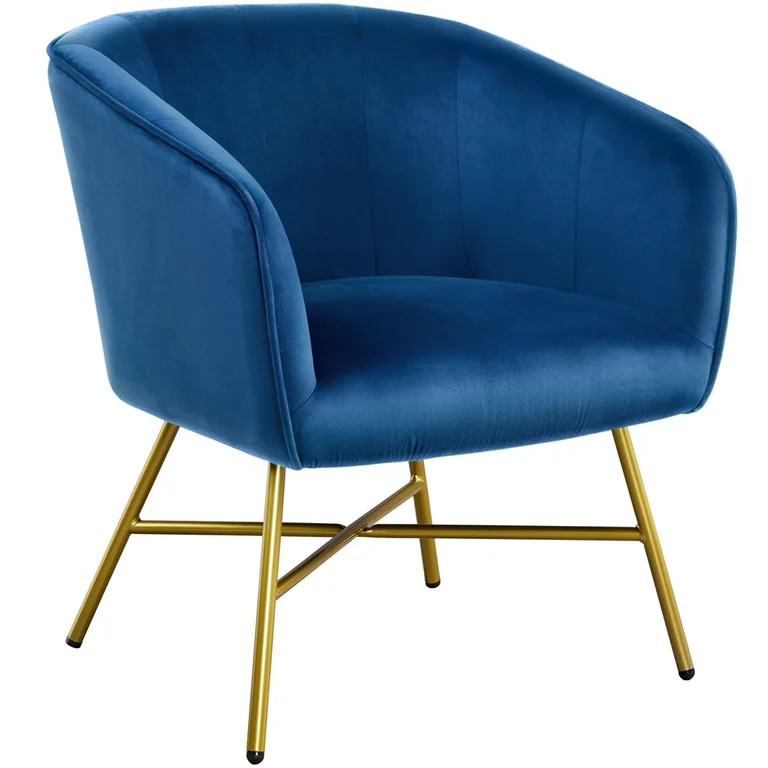 Alden Design Velvet Club Accent Chair, Dark Blue | Walmart (US)