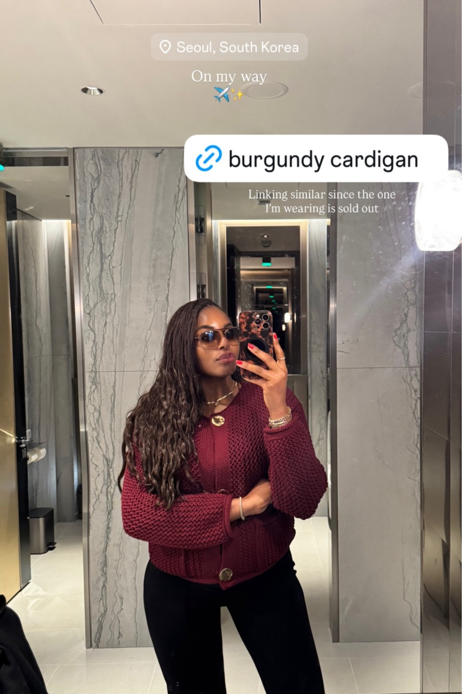 Cozy travel outfit ✨ wearing a cute and cozy burgundy cardigan sweater for my plane ride along with some cozy black pants! Linking similar fall outfit options below … 

#LTKTravel #LTKSeasonal #LTKStyleTip