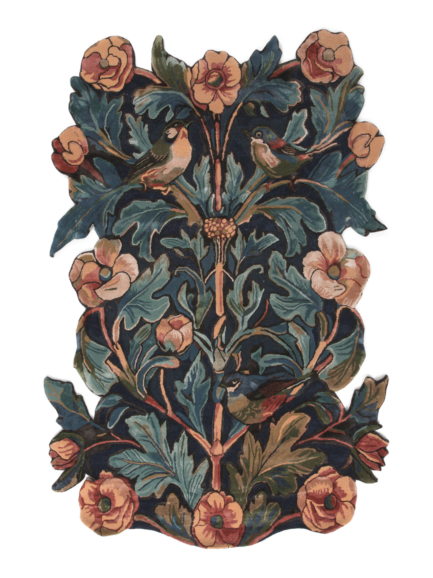 6x9 Wool Blend Handmade Hand Tufted Floresta Floral Bird Area Rug | Marshalls