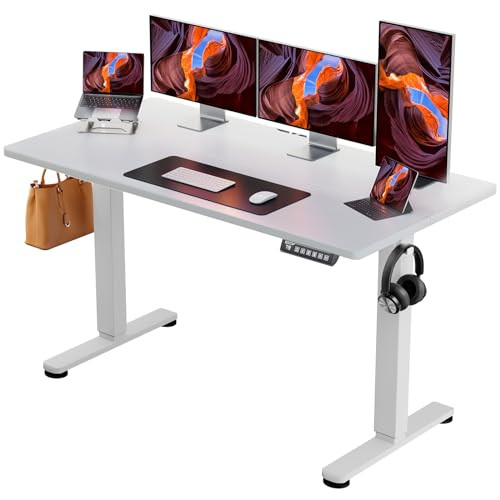 ErGear Height Adjustable Electric Standing Desk, 55 x 28 Inches Sit Stand up Desk, Memory Computer Home Office Desk (White) | Amazon (US)