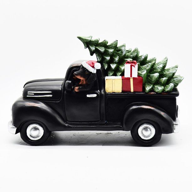 Holiday Time Black Resin Truck with Dog, Tabletop Decorative Christmas Ornament, Clearly Christma... | Walmart (US)