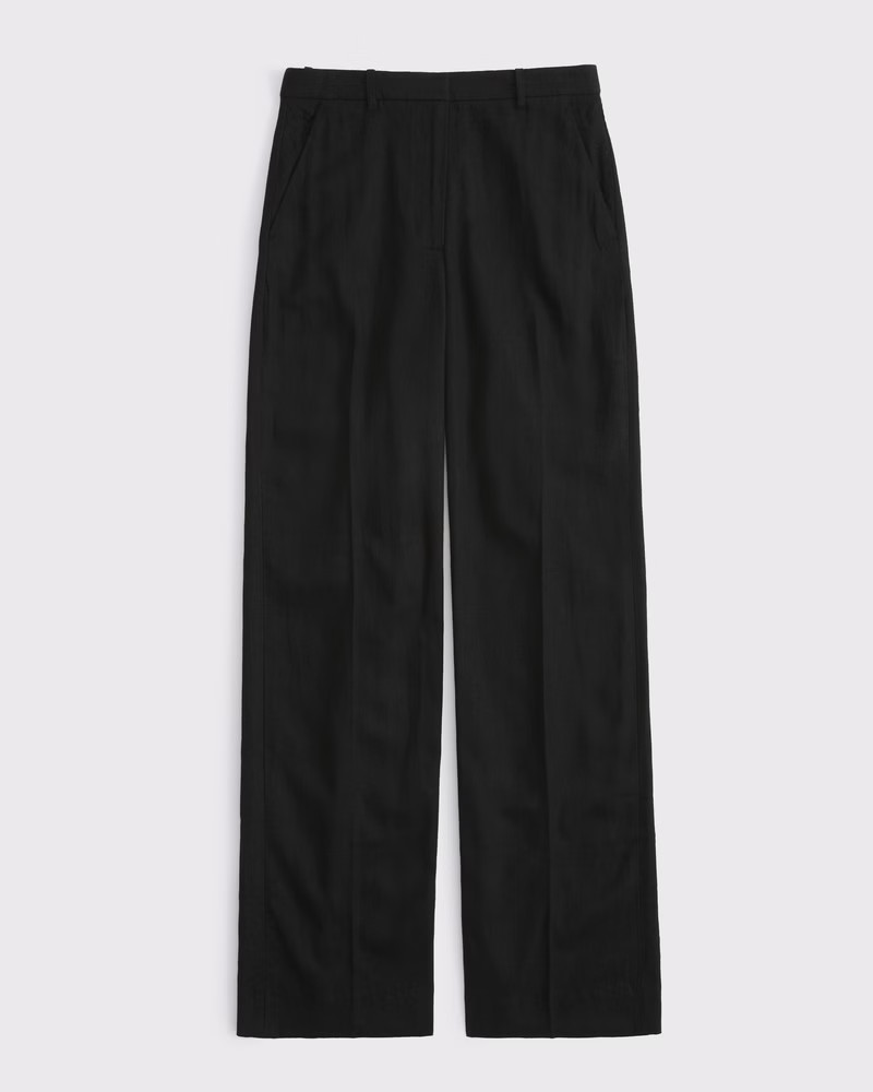 Tailored Linen-Blend Wide Leg Pant | Abercrombie & Fitch (US)