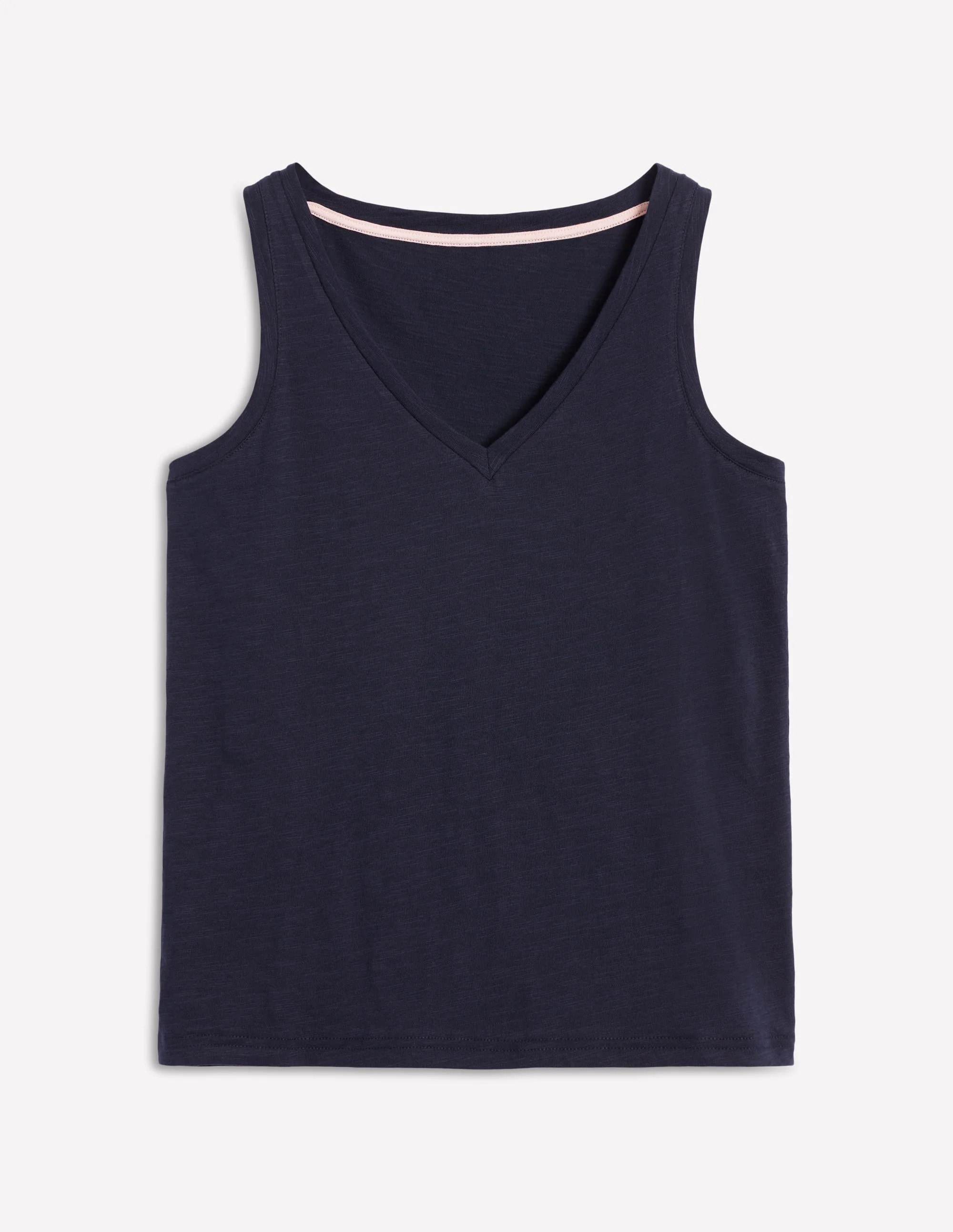 Regular V-Neck Slub Tank-Navy | Boden (US)