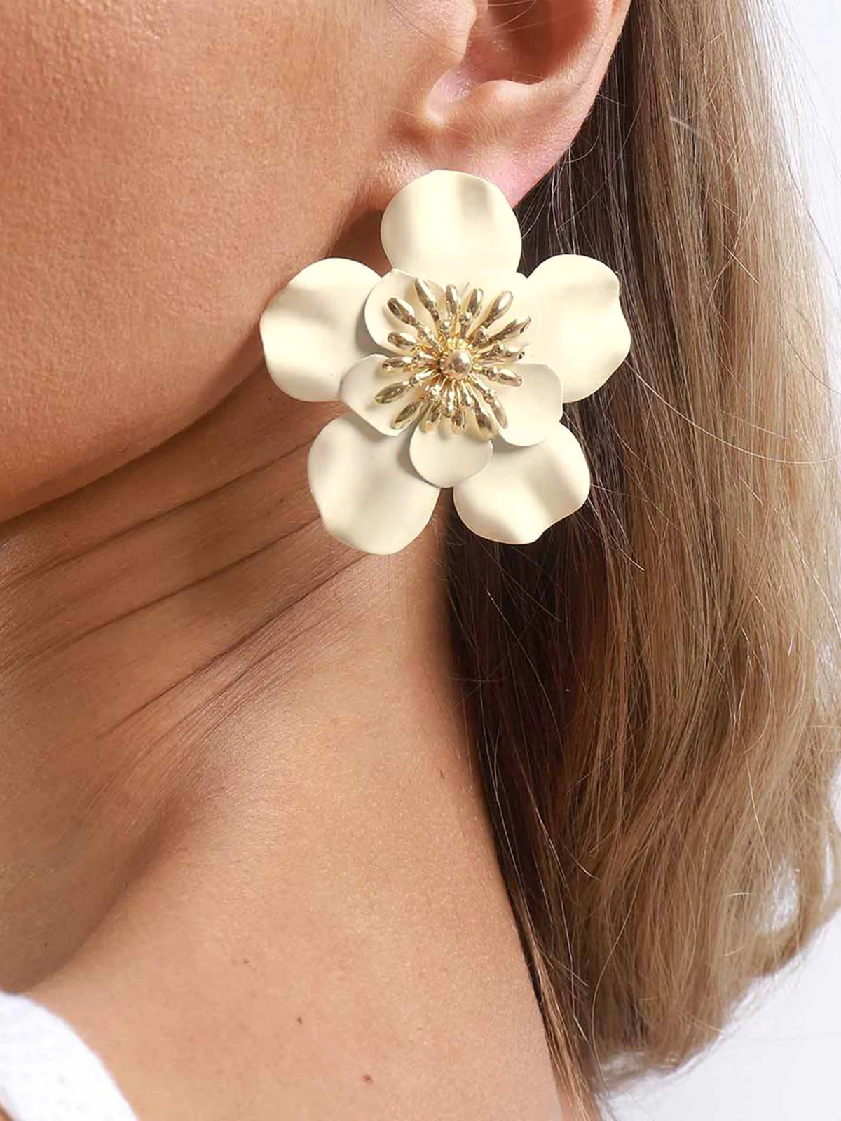 Large Flower Statement Drop Earrings | Commense