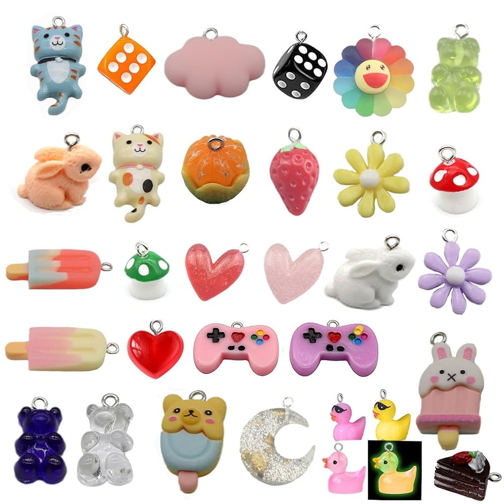 Resin Animal Flower Dice Pendant Charms Colorful DIY Pendant Making Charm for Bracelet Necklace E... | Amazon (US)